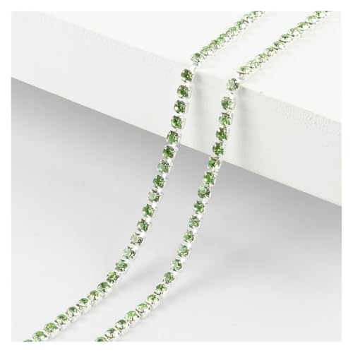 Kristall-Strass-Kette, 1 m, 23 Farben, transparente Strass-Kette, 2/2,5 cm, für Bastelarbeiten, Artesanato, Nähen, Kleidung, Zubehör zum Nähen von Schuhen (Hellgrün, Stil 2, Breite 2,5 mm) von GMVZGQW