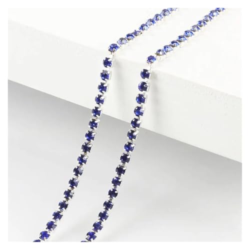 Kristall-Strass-Kette, 1 m, 23 Farben, transparente Strass-Kette, 2/2,5 cm, für Bastelarbeiten, Artesanato, Nähen, Kleidung, Zubehör zum Nähen von Schuhen (Königsblau, Stil 2, Breite 2,5 mm) von GMVZGQW