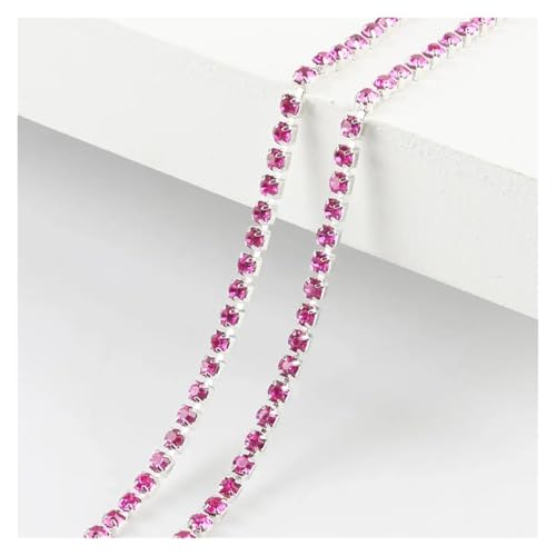 Kristall-Strass-Kette, 1 m, 23 Farben, transparente Strass-Kette, 2/2,5 cm, für Bastelarbeiten, Artesanato, Nähen, Kleidung, Zubehör zum Nähen von Schuhen (Rose, Stil 2, Breite 2,5 mm) von GMVZGQW
