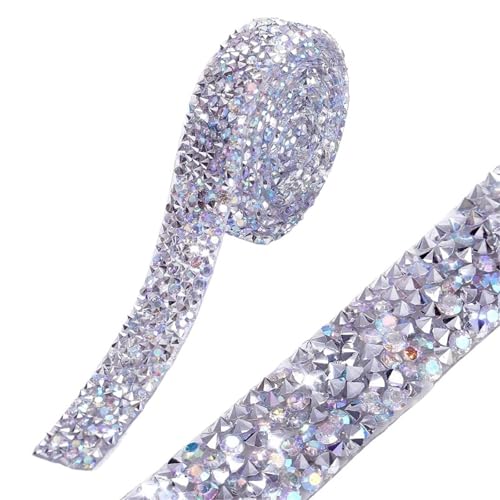 Kristall-Strass-Kette, 15 mm/20 mm/30 mm, 91 cm, Hotfix, Harz, Strass, Glitzerband für Bastelarbeiten, Hochzeit, Party, Dekoration zum Nähen von Schuhen (transparentes AB, 20 mm - 91 cm) von GMVZGQW