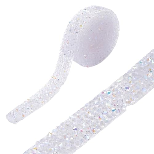 Kristall-Strass-Kette, 15 mm/20 mm/30 mm, 91 cm, Hotfix, Harz, Strass, Glitzerband für Heimwerker, Handwerk, Hochzeit, Party, Dekoration zum Nähen von Schuhen (transparentes AB, 20 mm - 91 cm) von GMVZGQW