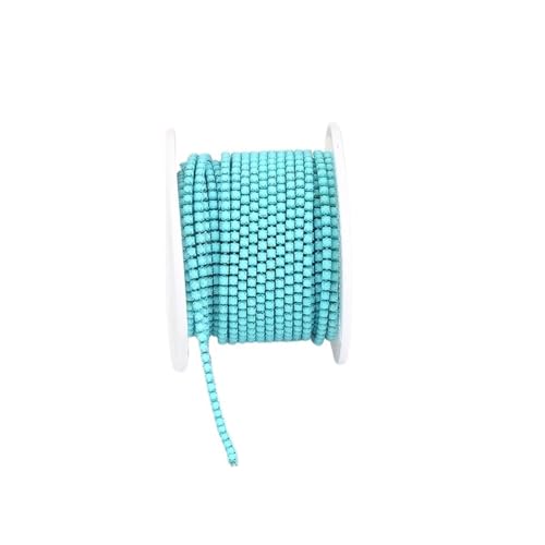 Kristall-Strass-Kette, 2 mm, Strass-Cup-Kette mit bunter Unterseite, zum Aufnähen, Steinkette, zum Aufkleben, Acryl-Strass-Band, Zierband zum Nähen von Schuhen (Türkis, SS6 (2 mm), 9,1 m von GMVZGQW