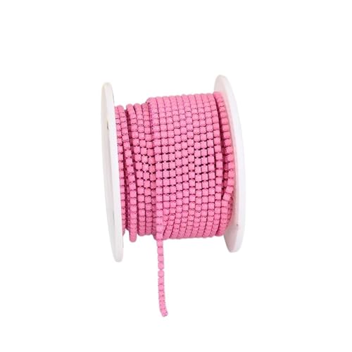 Kristall-Strass-Kette, 2 mm, Strass-Cup-Kette mit bunter Unterseite, zum Aufnähen, Steinkette, zum Aufkleben, Acryl-Strass-Band, zum Nähen von Schuhen, Rosa, SS6 (2 mm), 9,1 m von GMVZGQW