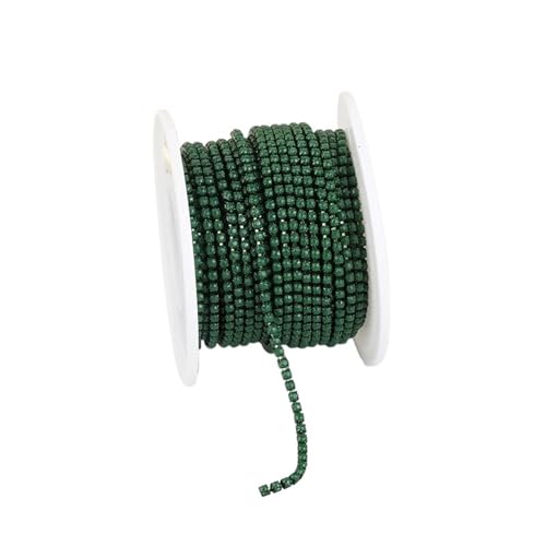 Kristall-Strass-Kette, 2 mm, Strass-Cup-Kette mit bunter Unterseite, zum Aufnähen, Steinkette, zum Aufkleben, Acryl-Strass-Band, zum Nähen von Schuhen, Smaragd, SS6 (2 mm), 9,1 m von GMVZGQW