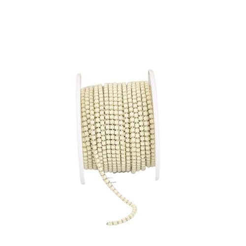 Kristall-Strass-Kette, 2 mm, Strass-Cup-Kette mit bunter Unterseite, zum Aufnähen, Steinkette, zum Aufkleben, Acryl-Strass-Band, zum Nähen von Schuhen, cremeweiß, SS6 (2 mm), 9,1 m von GMVZGQW
