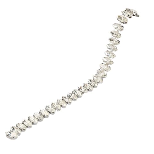 Kristall-Strass-Kette, 4 x 8/5 x 10/8 x 10 mm, ovale Kristall-Strass-Bordüre, silberfarbene Basis, Glas-Cup-Kette, Strass-Applikation, zum Aufnähen von Schuhen (4 x 8 mm) von GMVZGQW