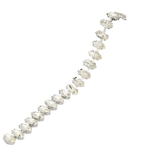 Kristall-Strass-Kette, 4 x 8/5 x 10/8 x 10 mm, ovale Kristall-Strass-Bordüre, silberfarbene Basis, Glas-Cup-Kette, Strass-Applikation, zum Aufnähen von Schuhen (5 x 10 mm) von GMVZGQW