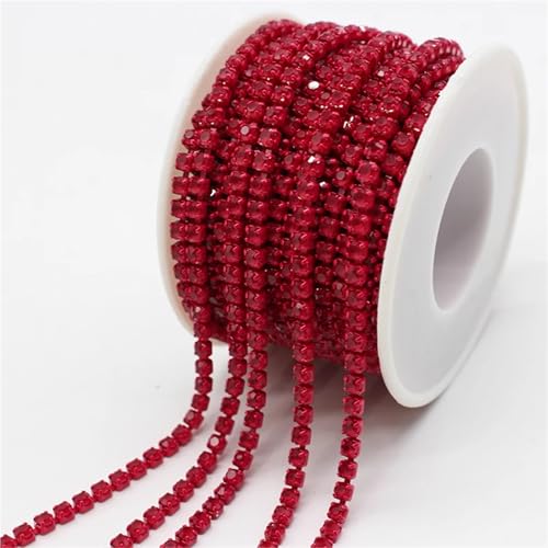 Kristall-Strass-Kette, 9,1 m, Kralle, Strasssteine, Quaste, DIY, Kleidung, Ohrringe, Zubehör, Perlen, Diamant-Strass-Kette zum Nähen von Schuhen, Farbe J, 4,5 m, SS6, 2 mm von GMVZGQW