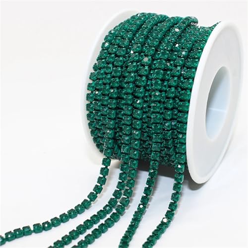 Kristall-Strass-Kette, 9,1 m, Kralle, Strasssteine, Quaste, DIY, Kleidung, Ohrringe, Zubehör, Perlen, Diamant-Strass-Kette zum Nähen von Schuhen, Farbe: L, 9,1 m, SS6, 2 mm von GMVZGQW
