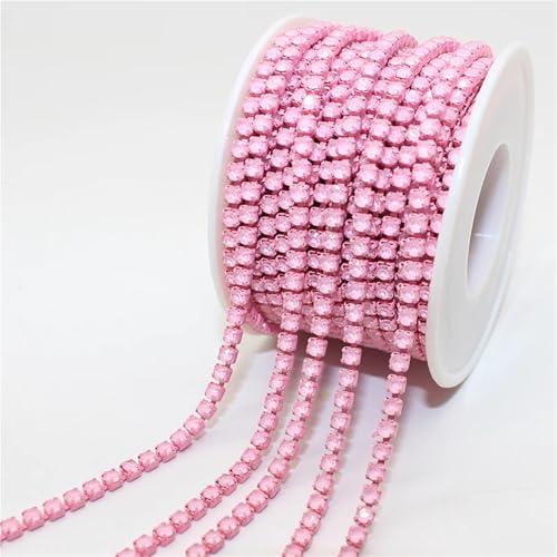 Kristall-Strass-Kette, 9,1 m, Kralle, Strasssteine, Quaste, DIY, Kleidung, Ohrringe, Zubehör, Perlen, Diamant-Strass-Kette zum Nähen von Schuhen (Farbe E, 9,1 m, SS6, 2 mm) von GMVZGQW
