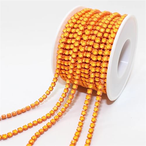Kristall-Strass-Kette, 9,1 m, Kralle, Strasssteine, Quaste, DIY, Kleidung, Ohrringe, Zubehör, Perlen, Diamant-Strass-Kette zum Nähen von Schuhen (Farbe H, 2,7 m, SS6, 2 mm) von GMVZGQW