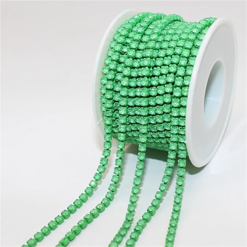 Kristall-Strass-Kette, 9,1 m, Kralle, Strasssteine, Quaste, DIY, Kleidung, Ohrringe, Zubehör, Perlen, Diamant-Strass-Kette zum Nähen von Schuhen (Farbe I, 2,7 m, SS6, 2 mm) von GMVZGQW
