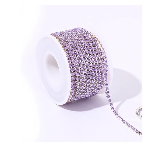Kristall-Strass-Kette, 9,1 m/Rolle, Kristall-Strass-Kette zum Nähen, Basteln, DIY-Dekoration, Schmuck, Strass-Kette für Hochzeitskleid zum Nähen von Schuhen (Kristall, Amethyst, 9,1 m, 3,0 mm) von GMVZGQW