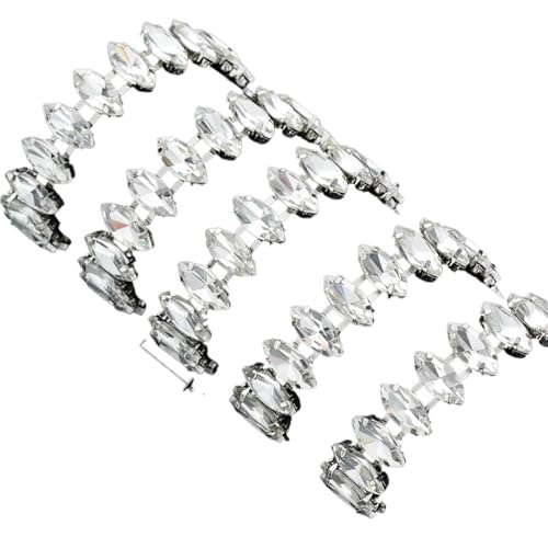 Kristall-Strass-Kette, 90 cm, Strass-Kristallkette, Spitze, Diamantbesatz, Band, Halskette, Applikation, Edelstein, funkelnd, Hochzeitskleid, zum Basteln, zum Nähen von Schuhen (Farbe D) von GMVZGQW
