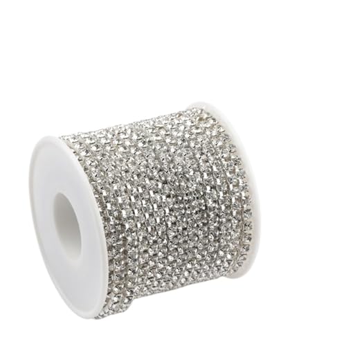 Kristall-Strass-Kette, 91,4 m/Rolle, Glitzer-Strass-Kette, zum Aufnähen, zum Aufnähen, zum Aufnähen, zum Aufnähen, für Kleidung, DIY, Bekleidungszubehör, Trimmen von Cup-Kette zum Nähen von Schuhen von GMVZGQW