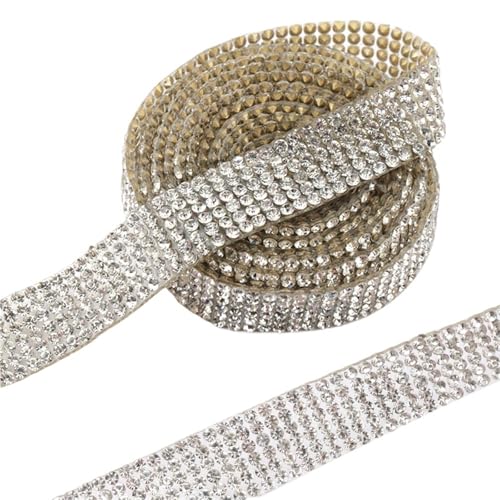 Kristall-Strass-Kette, 91 cm, 6/8/12 Reihen, Strass-Nähband, Kristallglasband, Hochzeitskleid, Dekoration, Braut-Applikation zum Nähen von Schuhen (16 mm, kristallklar) von GMVZGQW