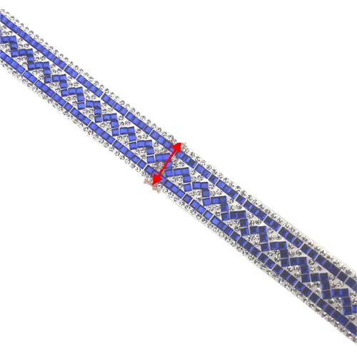 Kristall-Strass-Kette, 91 cm, Hotfix, Strass, Glasband, Kristall-Motiv-Band, Wärmeübertragung, DIY, Trimmen, dekoratives Bekleidungszubehör zum Nähen von Schuhen, Königsblau von GMVZGQW