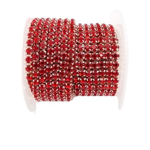 Kristall-Strass-Kette, Champagner-Gold-Basis, Glaskristall, Strass-Kette, 5 Größen, hohe Dichte, zum Aufnähen, Kleben, DIY, Trimmen für Nähschuhe, SS10, 2,8 mm, 2,8 mm von GMVZGQW