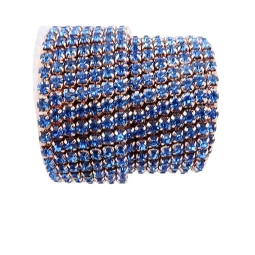 Kristall-Strass-Kette, Champagner-Gold-Basis, Glaskristall, Strass-Kette, 5 Größen, hohe Dichte, zum Aufnähen, Kleben, Heimwerken, Trimmen für Nähschuhe, SS12, 3,0 mm, 9,1 m von GMVZGQW