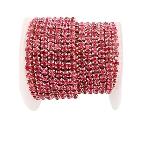 Kristall-Strass-Kette, Champagner-Gold-Basis, Glaskristall, Strass-Kette, 5 Größen, hohe Dichte, zum Aufnähen, Kleben, Heimwerken, Trimmen für Nähschuhe, SS12, 3,0 mm, 9,1 m von GMVZGQW