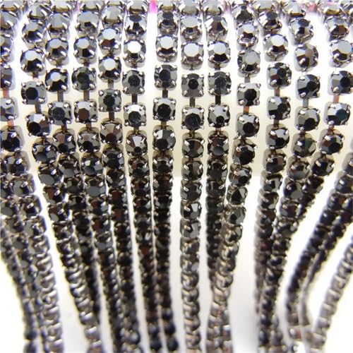 Kristall-Strass-Kette, Champagner-Gold-Basis, Glaskristall, Strass-Kette, 5 Größen, hohe Dichte, zum Aufnähen, Kleben, Heimwerken, Trimmen für Nähschuhe, SS8, 2,5 mm, 9,1 m von GMVZGQW