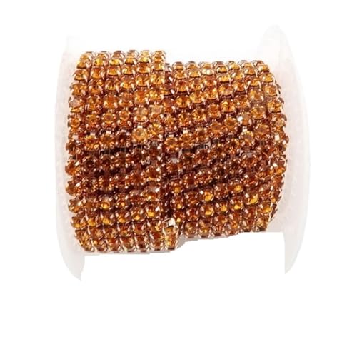 Kristall-Strass-Kette, Champagner-Gold-Basis, Glaskristall-Strass-Kette, 5 Größen, hohe Dichte, zum Aufnähen, Kleben, Heimwerken, Trimmen für Nähschuhe, SS12, 3,0 mm, 9,1 m Kristall-Strass-Kette, Champagner-Gold-Basis, Glaskristall-Strass-Kette, 5 Größen, hohe Dichte, zum Aufnähen, Kleben, Heimwerken, Trimmen für Nähschuhe, SS12, 3,0 mm, 9,1 m von GMVZGQW