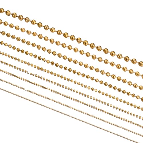 Kristall-Strass-Kette, Edelstahl-Kugelkette für Anhänger oder Erkennungsmarken, Ketten zum Nähen von Schuhen (Gold, 4,5 mm) von GMVZGQW