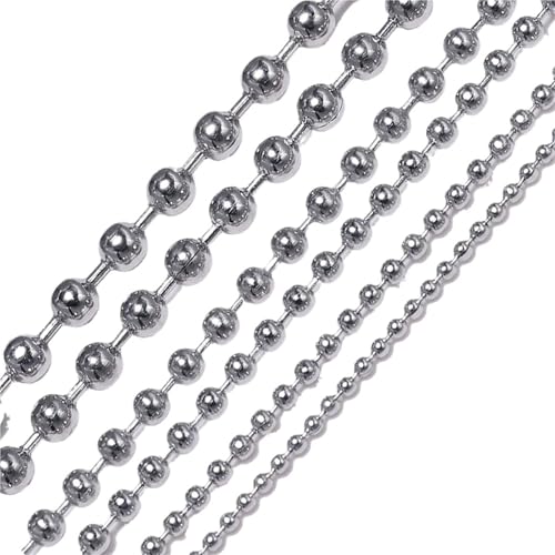 Kristall-Strass-Kette, Edelstahl-Kugelkette für Anhänger oder Erkennungsmarken, Ketten zum Nähen von Schuhen (Stahl, 3,0 mm) von GMVZGQW