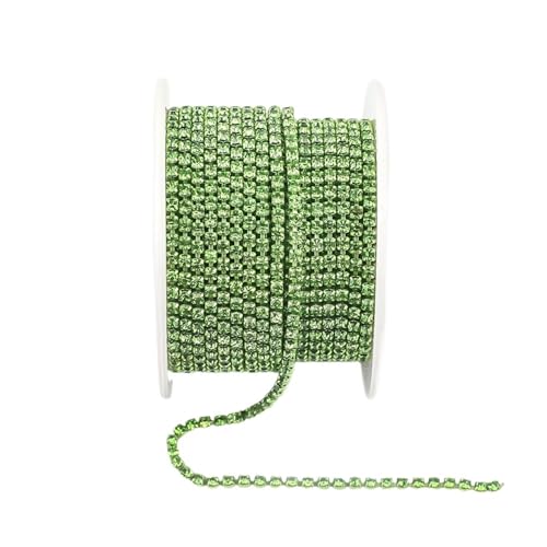 Kristall-Strass-Kette, Glasstrass, Tassenkette, Glitzer, Kristall-Strassbesatz für selbstgemachte Hochzeitskleid, Dekoration zum Nähen von Schuhen (Peridot, 2 mm - 4,5 m) von GMVZGQW