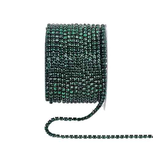 Kristall-Strass-Kette, Glasstrass, Tassenkette, Glitzer, Kristall-Strassbesatz für selbstgemachte Hochzeitskleid, Dekoration zum Nähen von Schuhen (Smaragd, 2 mm - 4,5 m) von GMVZGQW