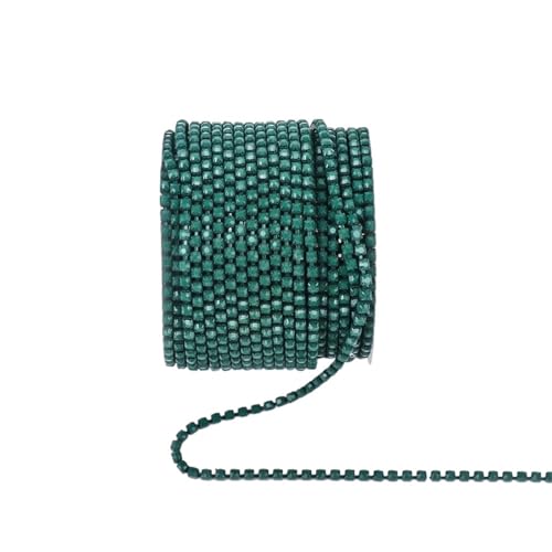 Kristall-Strass-Kette, Glasstrass, Tassenkette, Glitzer, Kristall-Strassbesatz für selbstgemachte Hochzeitskleid, Dekoration zum Nähen von Schuhen (Smaragd-Opal, 2 mm - 9,1 m) von GMVZGQW