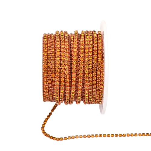 Kristall-Strass-Kette, Glasstrass, Tassenkette, Glitzer, Kristall-Strassbesatz für selbstgemachte Hochzeitskleid, Dekoration zum Nähen von Schuhen (Topas, 2 mm - 9,1 m) von GMVZGQW