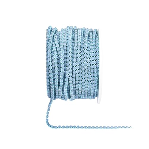 Kristall-Strass-Kette, Glasstrass, Tassenkette, Glitzer, Kristall-Strassbesatz für selbstgemachte Hochzeitskleid, Dekoration zum Nähen von Schuhen (blauer Opal, 2 mm - 4,5 m) von GMVZGQW
