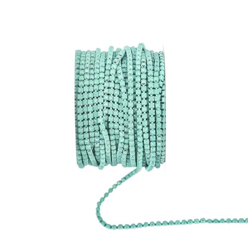 Kristall-Strass-Kette, Glasstrass, Tassenkette, Glitzer, Kristall-Strassbesatz für selbstgemachte Hochzeitskleid, Dekoration zum Nähen von Schuhen (grüner Opal, 2 mm - 91 cm) von GMVZGQW