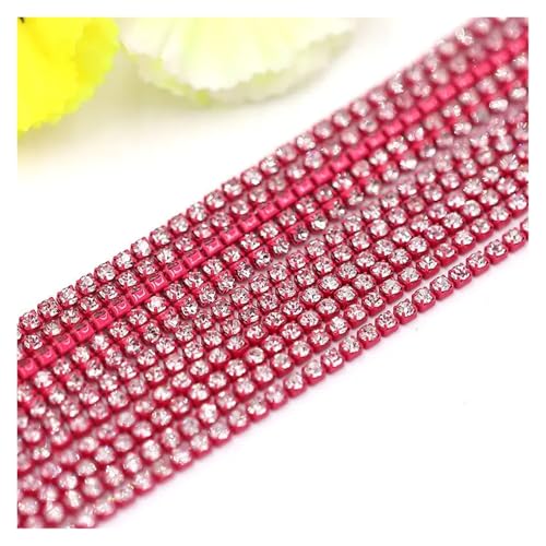 Kristall-Strass-Kette, Kristallglas-Strass-Kette mit bunter Unterseite, zum Aufnähen, Stein-Kette, DIY-Zubehör zum Nähen von Schuhen, Rosenweiß, 2 mm - 91 cm von GMVZGQW