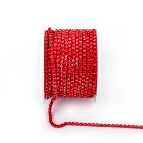 Kristall-Strass-Kette, Nähen, rote Glasstrass-Kette, Kristallband, Band für Kleidung, DIY, Handwerk, zum Nähen von Schuhen (Farbe 8, SS6, 9 m) von GMVZGQW