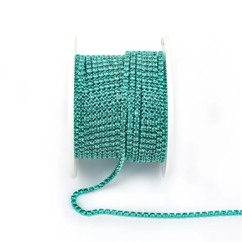 Kristall-Strass-Kette, Nähen, rote Glasstrass-Kette, Kristallband, Band für Kleidung, DIY, Handwerk, zum Nähen von Schuhen (grüner Zirkonia, SS12, 9,4 m) von GMVZGQW