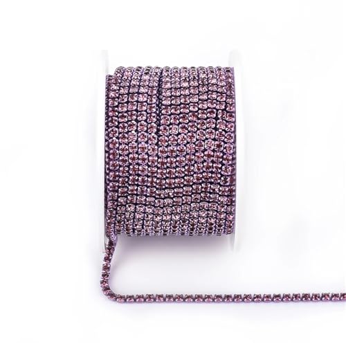 Kristall-Strass-Kette, Nähen, rote Glasstrass-Kette, Zierleiste, Kristallband, Band für Kleidung, DIY, Handwerk, zum Nähen von Schuhen (lila, SS12, 9,4 m) von GMVZGQW