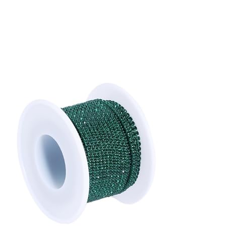Kristall-Strass-Kette, Strass-Kette, Farbbasis, Glasstrass, Kristallbesatz, Farbe, Unterseite, Metall, Cup-Kette, DIY-Dekoration zum Nähen von Schuhen (Malachitgrün) von GMVZGQW