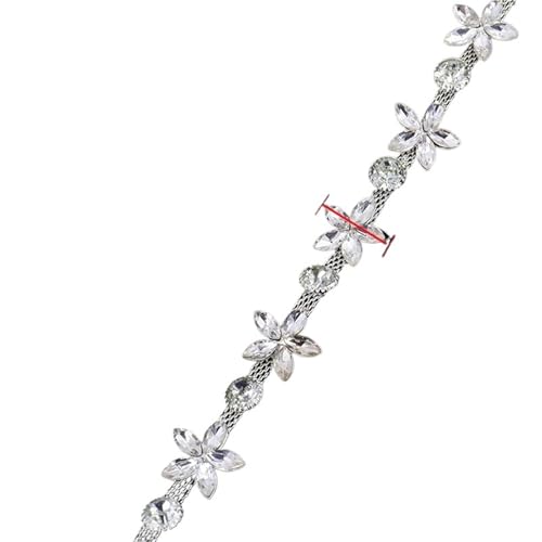 Kristall-Strass-Kette, Strassbesatz, Quaste, Kette, Blumenform, Diamant-Kristall, Kleidung, Tasche, Hut, DIY, Hochzeit, Strassband zum Nähen von Schuhen (Blumenform) von GMVZGQW