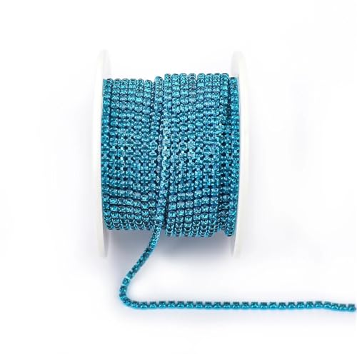 Kristall-Strass-Kette, bunte Strass-Ketten, dichte ausgefallene Kette, Bekleidung, Nähen, Glas-Strass-Cup-Kette mit bunter Basis zum Nähen von Schuhen (Farbe 12,3 mm - 9,1 m) von GMVZGQW