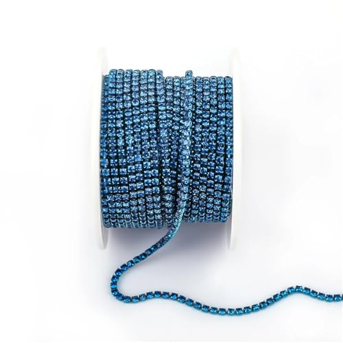 Kristall-Strass-Kette, bunte Strass-Ketten, dichte ausgefallene Kette, Bekleidung, Nähen, Glas-Strass-Cup-Kette mit bunter Basis zum Nähen von Schuhen (Farbe 22,3 mm - 9,1 m) von GMVZGQW