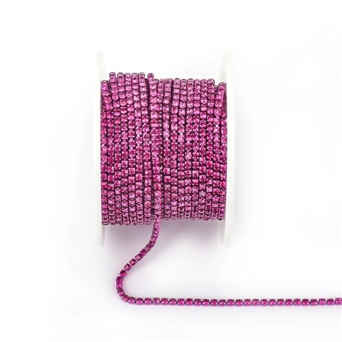 Kristall-Strass-Kette, bunte Strass-Ketten, dichte ausgefallene Kette, Bekleidung, Nähen, Glas-Strass-Cup-Kette mit bunter Basis zum Nähen von Schuhen (Farbe 8–3,3 mm, 9,1 m) von GMVZGQW