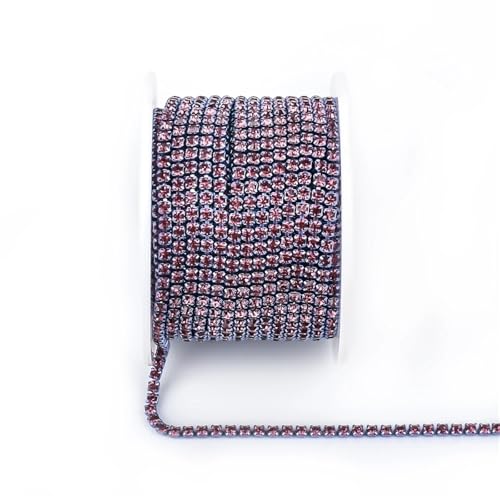 Kristall-Strass-Kette, bunte Strass-Ketten, dichte ausgefallene Kette, Bekleidung, Nähen, Glas-Strass-Cup-Kette mit bunter Basis zum Nähen von Schuhen (Lt Amethyst, 2,5 mm - 9,1 m) von GMVZGQW