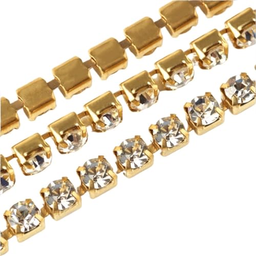 Kristall-Strass-Kette, flache Rückseite, Glitzer, Kristall-Strasssteine, Kette, Nähzubehör, Strass-Kette, Handwerk für Nähschuhe, SS16, 3,8 mm von GMVZGQW