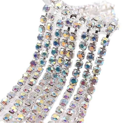 Kristall-Strass-Kette, flache Rückseite, Glitzer, Kristall-Strasssteine, Kette, Nähzubehör, Strass-Kette, Handwerk zum Nähen von Schuhen (CrystalAB-S, SS12, 3,0 mm) von GMVZGQW