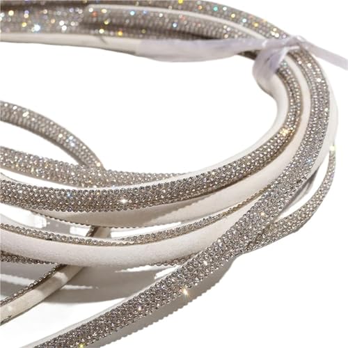 Kristall-Strass-Kette, halbrund, Wasser-Strass-Seil, halbrund, Wasserkristall, Kordelzug, Sandale, Schuh und Mütze, Material zum Nähen von Schuhen (weiß, 4,5 m) von GMVZGQW