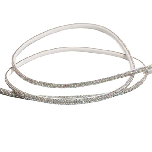 Kristall-Strass-Kette, halbrund, Wasser-Strass-Seil, halbrund, Wasserkristall, Kordelzug, Sandale, Schuh und Mütze, Material zum Nähen von Schuhen (weiß, 4,5 m) von GMVZGQW