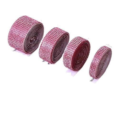 Kristall-Strass-Kette, selbstklebende Rolle, Strass-Kette, Aufkleber für DIY-Kleidung, Dekoration zum Nähen von Schuhen (Rosa, 10 Reihen - 22 mm) von GMVZGQW