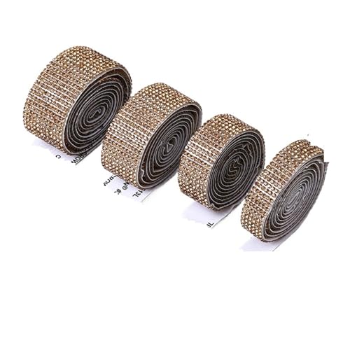 Kristall-Strass-Kette, selbstklebende Rolle, Strass-Kette, Aufkleber für DIY-Kleidung, Dekoration zum Nähen von Schuhen (Topas, 4 Reihen - 8 mm) von GMVZGQW